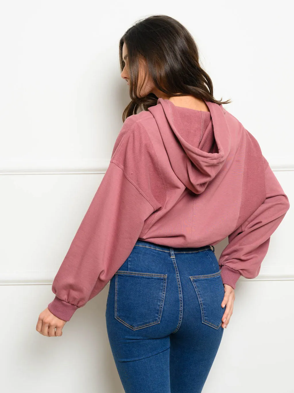WOMEN'S LONG SLEEVE FRENCH TERRY HOODIE PULLOVER SWEATER