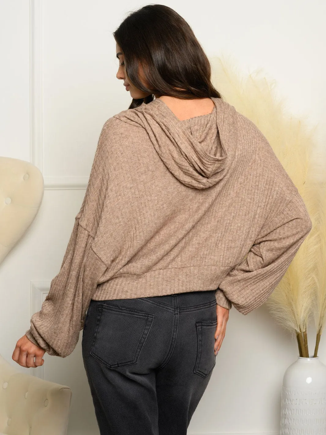 WOMEN'S LONG SLEEVE POCKETS HOODIE TOP