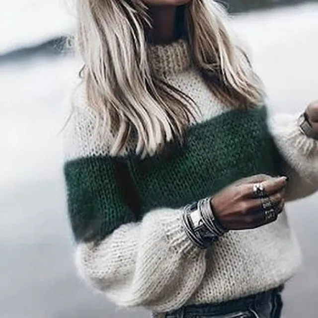 Women's Loose Knitted Sweater Long Sleeve O-Neck