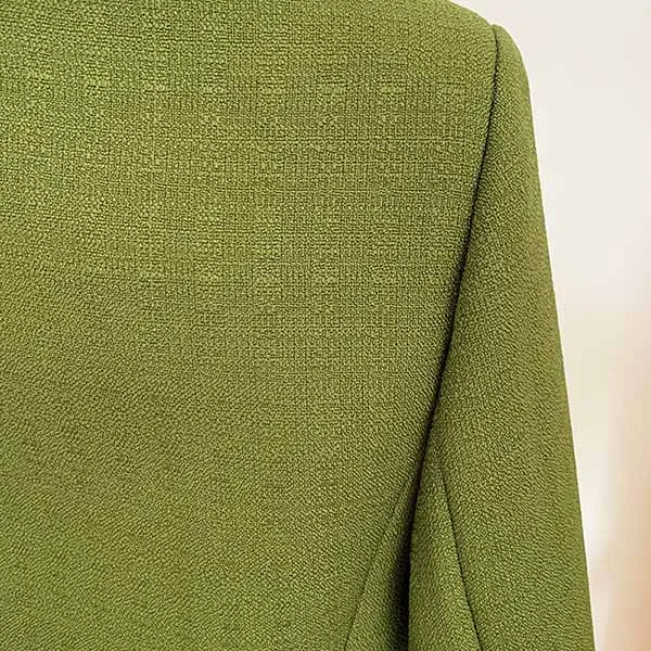 Women's Luxury Fitted Blazer Golden Lion Buttons Coat Olive/ Yellow