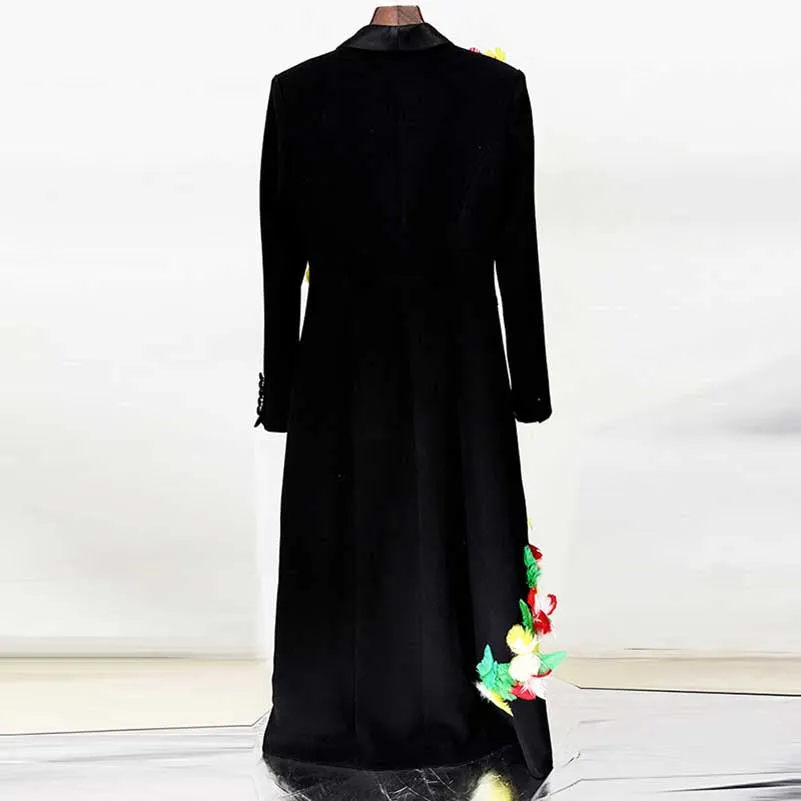 Women's One Button Black Feathered Blazer Dress