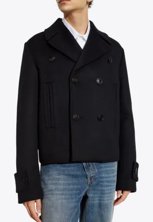 Wool Double-Breasted Short Coat
