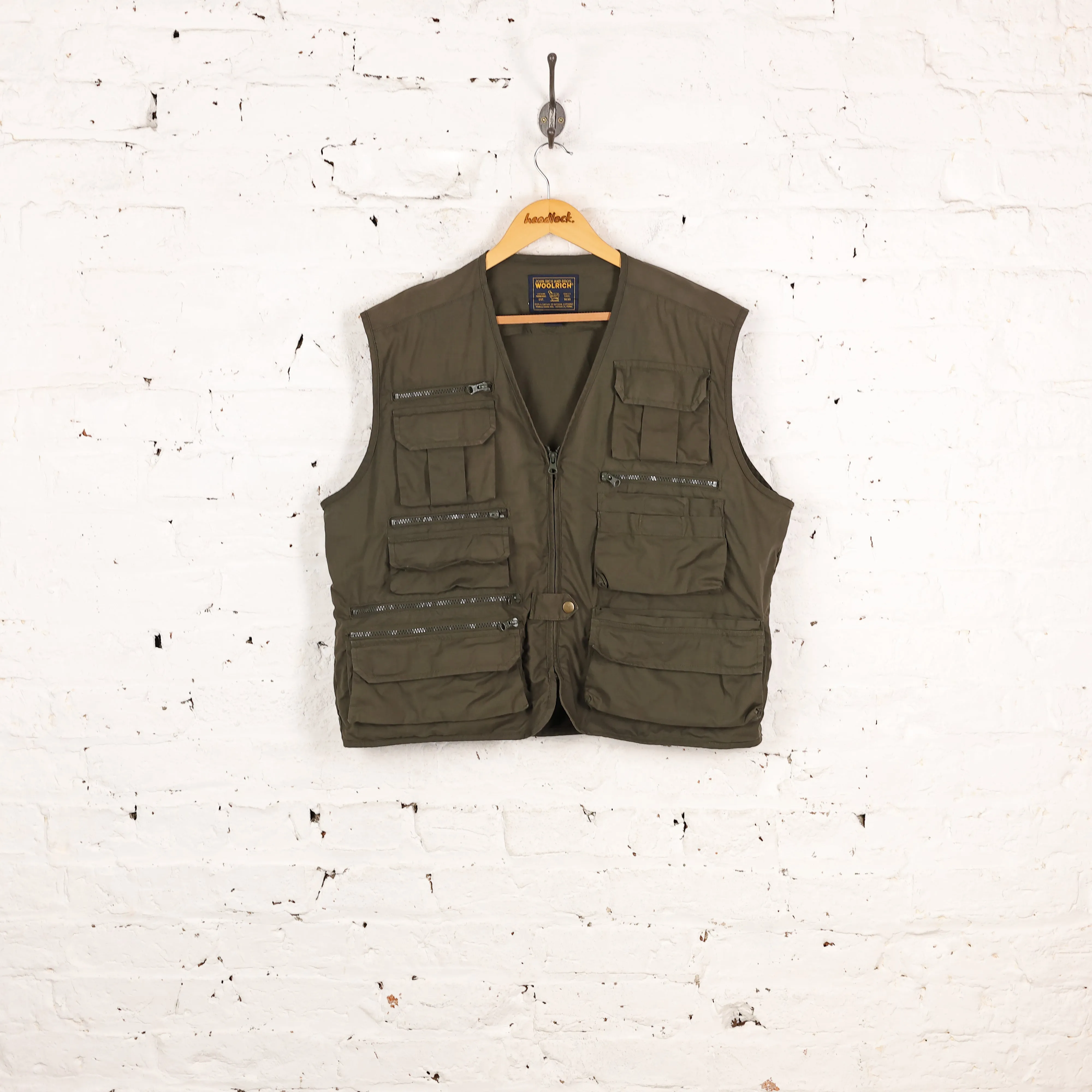 Woolrich Sleeveless Fishing Gilet Jacket - Green - L