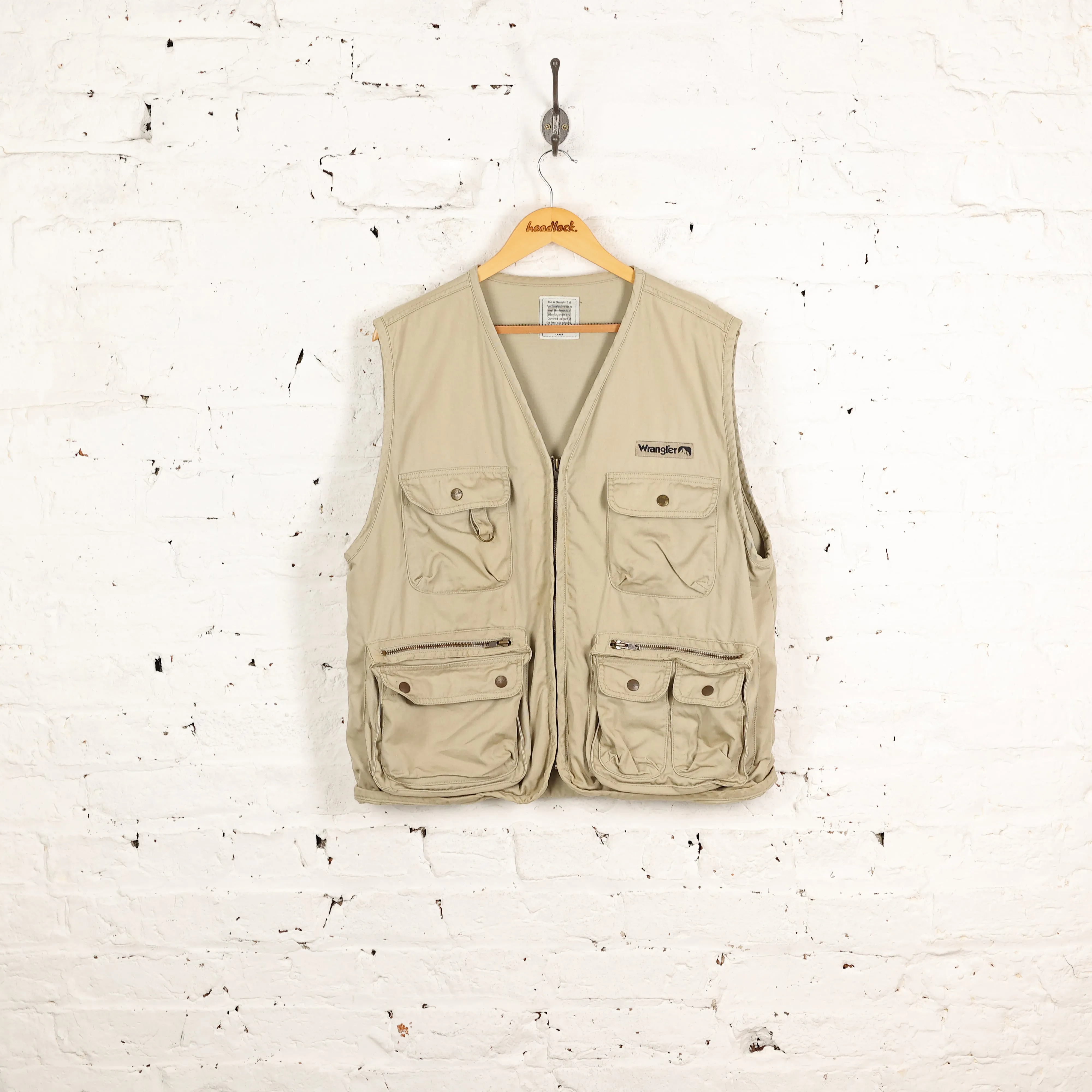 Wrangler Hunting Fishing Utility Gilet Jacket - Beige - L