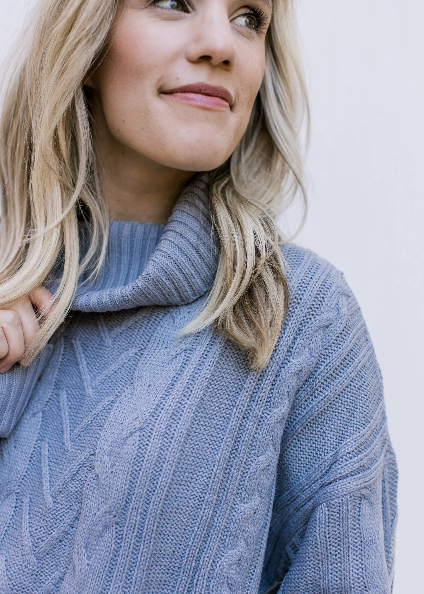 X Gray-Blue Cowl Sweater