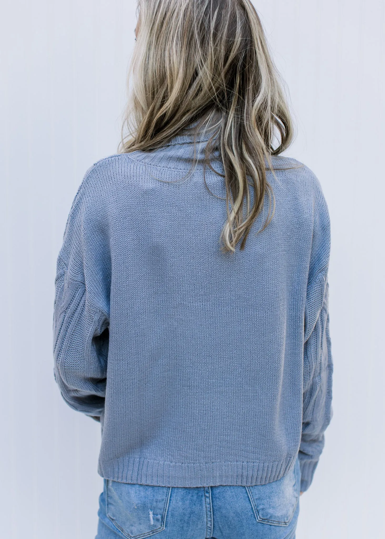 X Gray-Blue Cowl Sweater