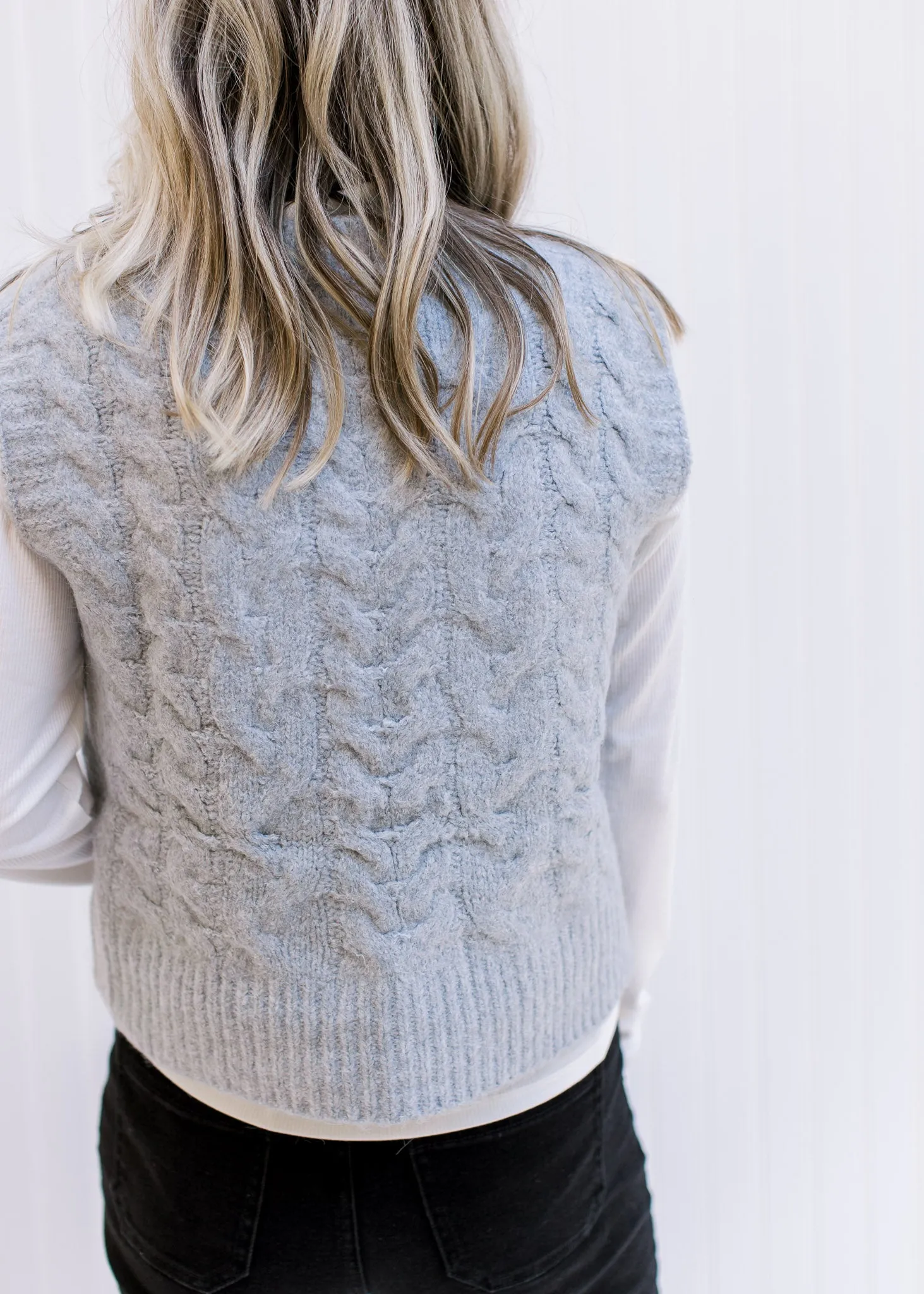 X Gray Cable Knit Sweater Vest