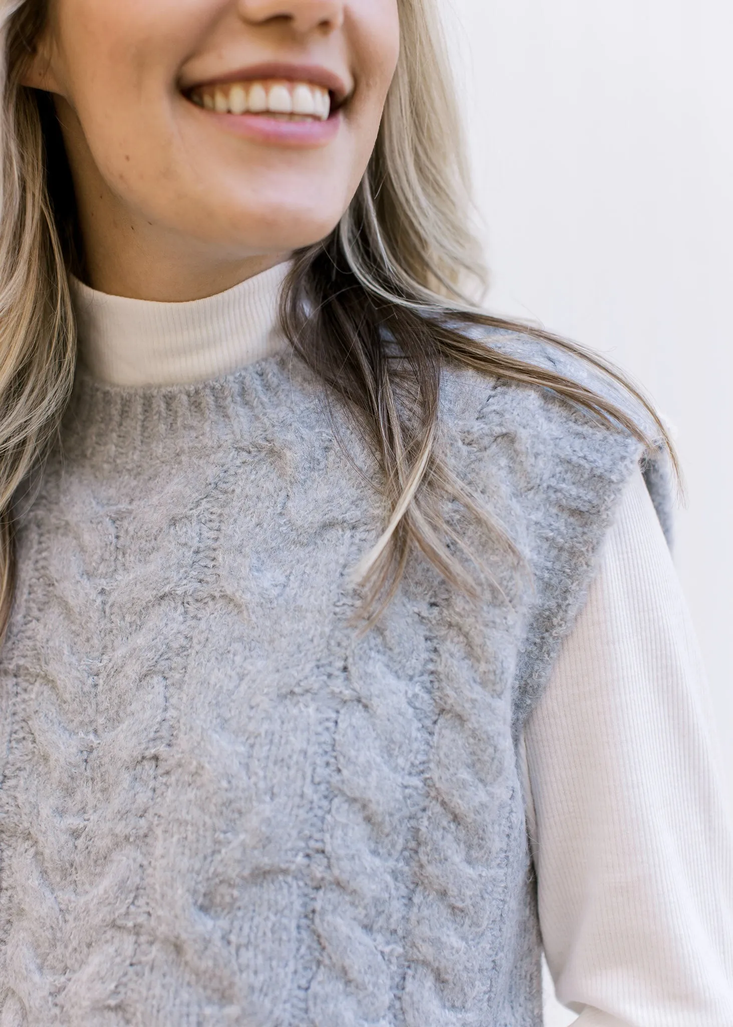 X Gray Cable Knit Sweater Vest
