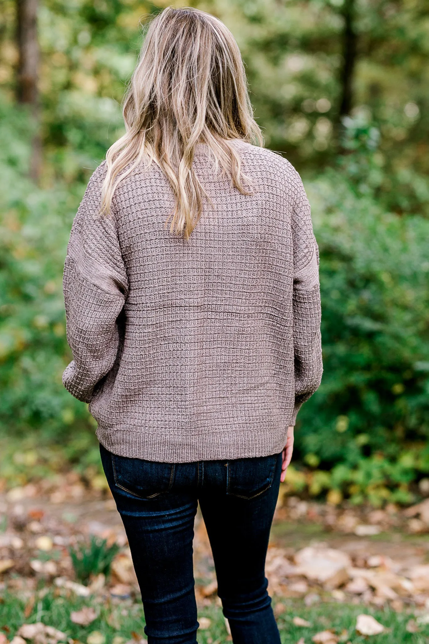 X Taupe Cable Knit Sweater