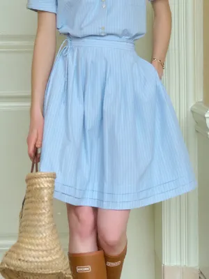 Yuki A-Line Striped Pleated Skirt