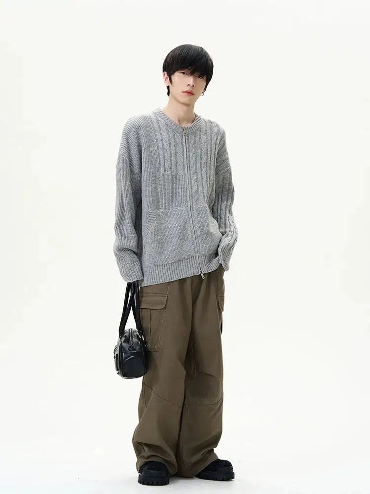Zip-up Cable Knit Sweater
