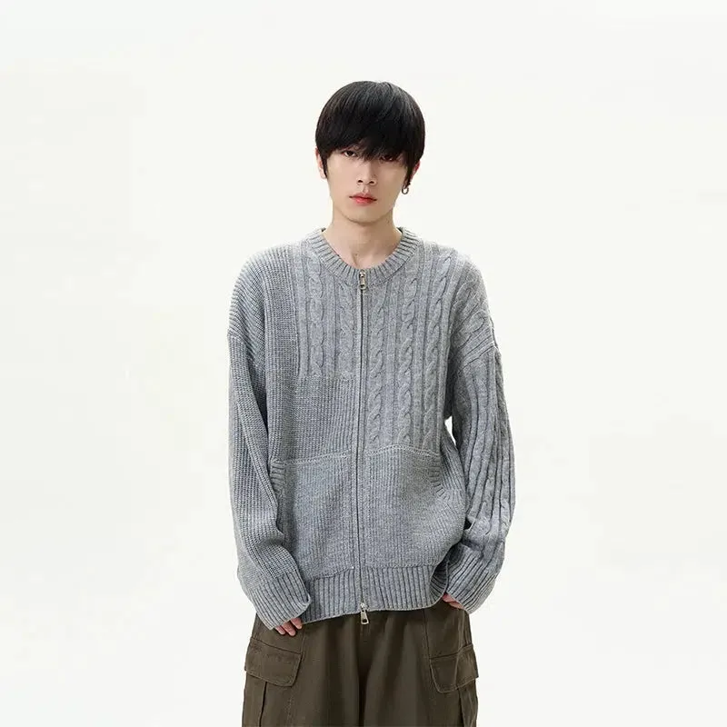 Zip-up Cable Knit Sweater