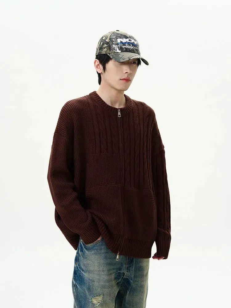 Zip-up Cable Knit Sweater