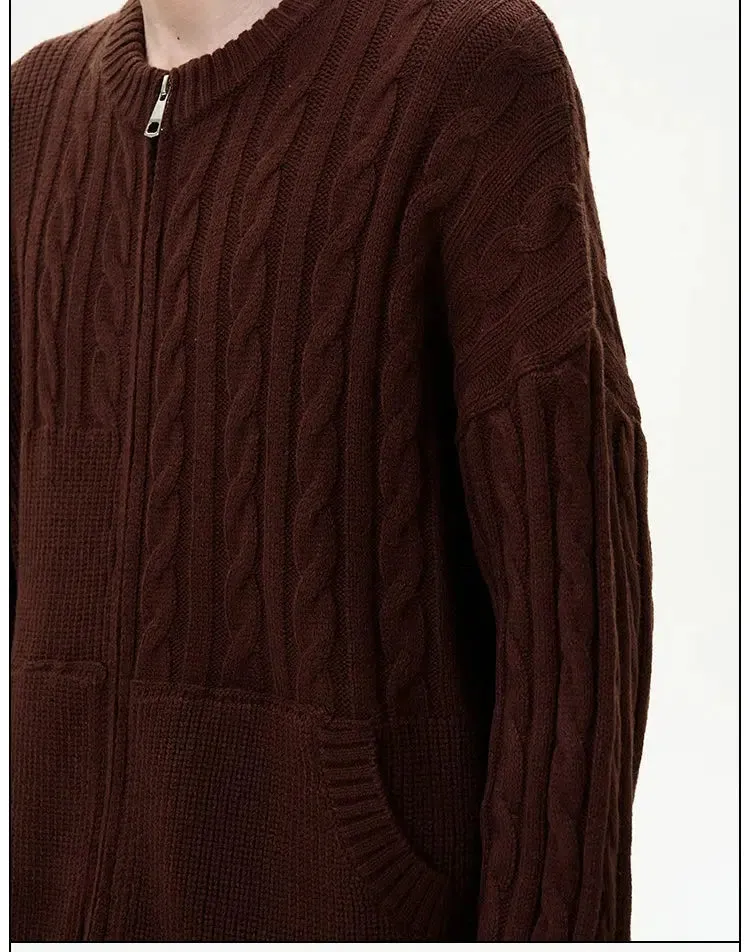 Zip-up Cable Knit Sweater