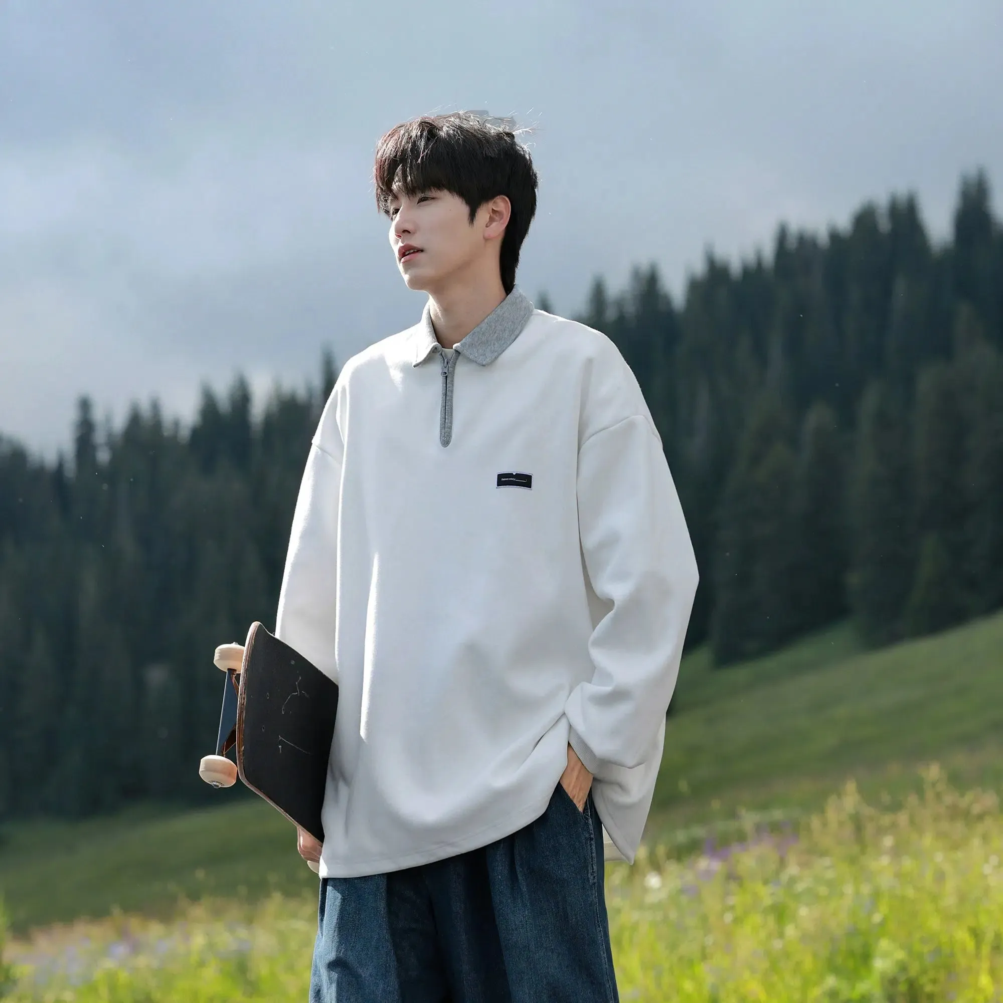 Zipper Collar Casual Sweatshirt